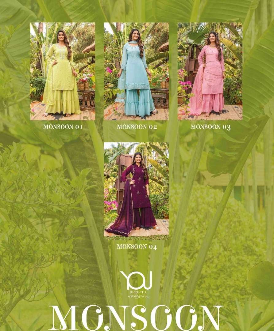  Wanna Monsoon catalog  Fancy Womens Ethnic Kurtis Heavy layer Sharara with Dupatta   
