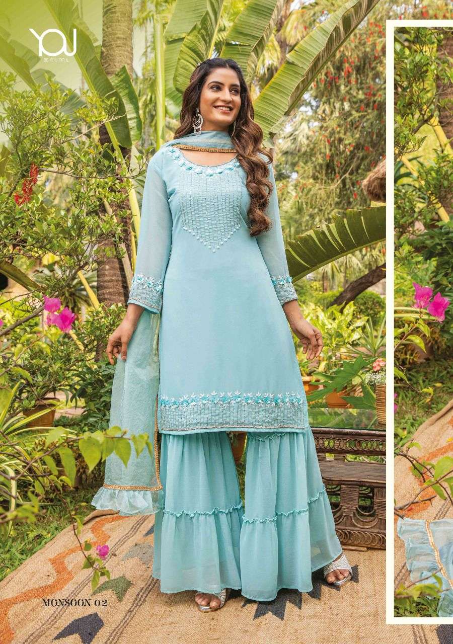  Wanna Monsoon catalog  Fancy Womens Ethnic Kurtis Heavy layer Sharara with Dupatta   