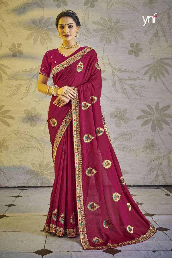 Ynf Chiffon Swarovski catalogue Festive Designer Saree 