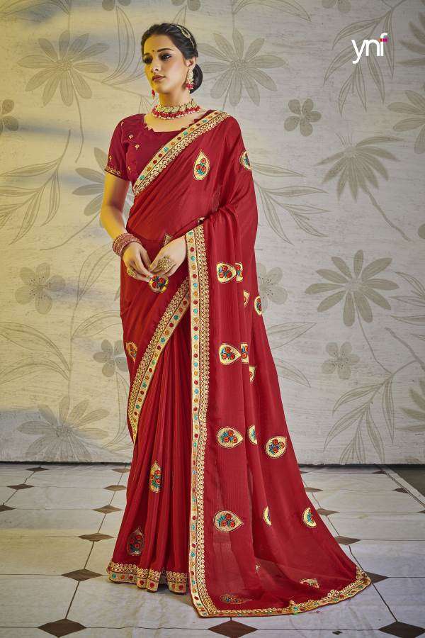 Ynf Chiffon Swarovski catalogue Festive Designer Saree 