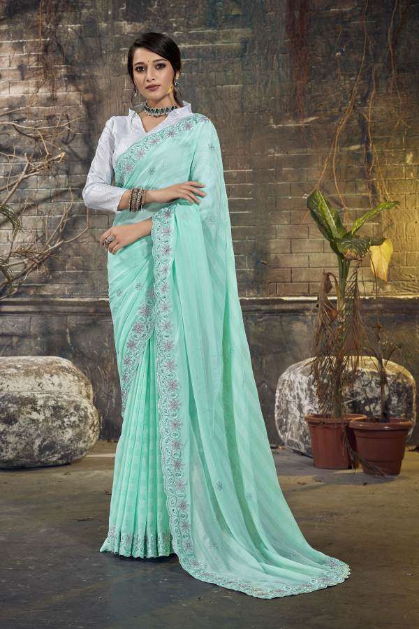 Ynf Ocean Georgette Party Wear Georgette Embroidery Sarees