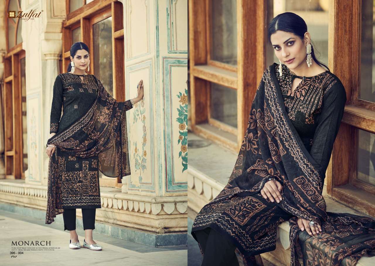 Zulfat Monarch Catalog Designer Wear Pure Cotton Ladies Dress Materials