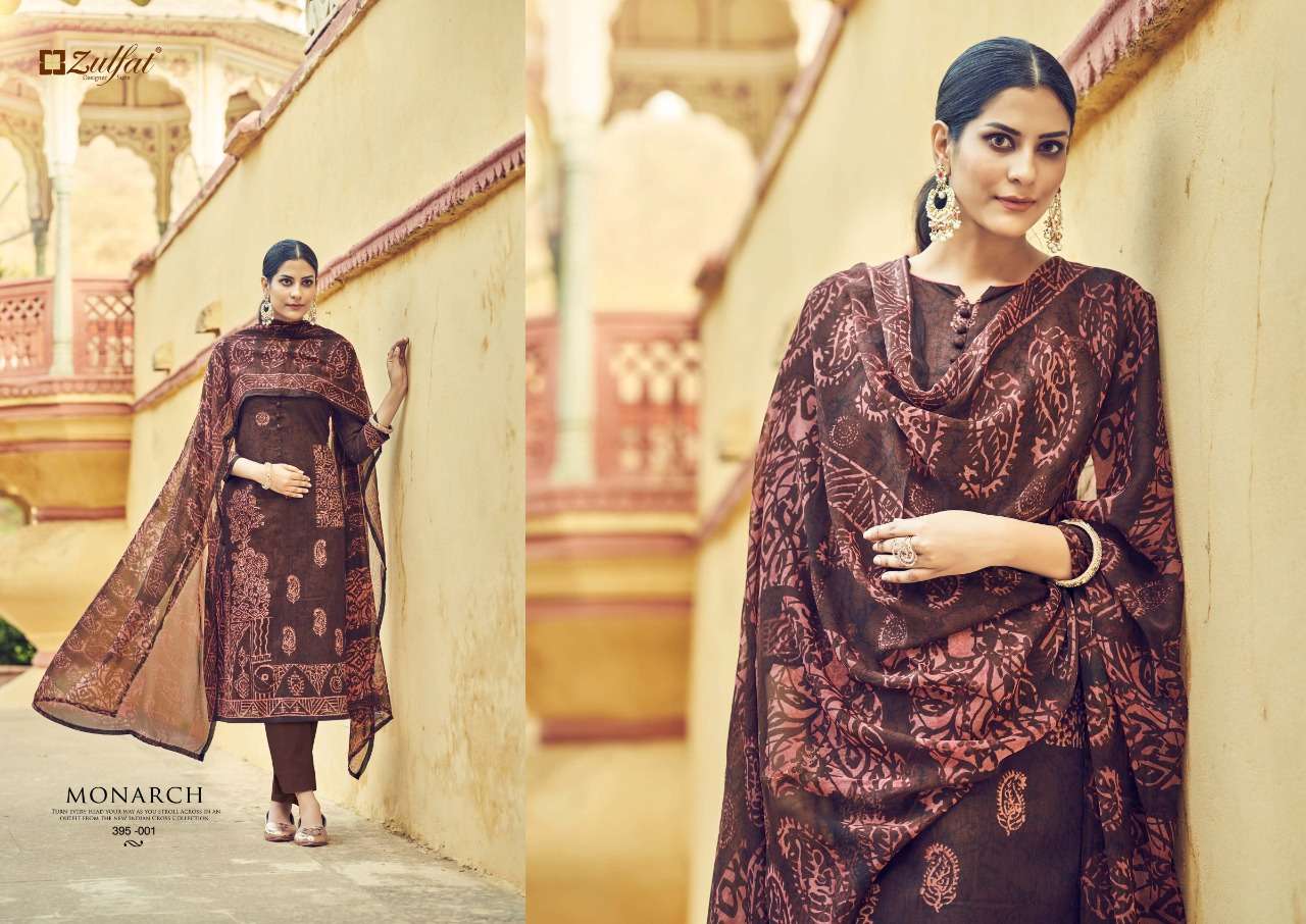 Zulfat Monarch Catalog Designer Wear Pure Cotton Ladies Dress Materials