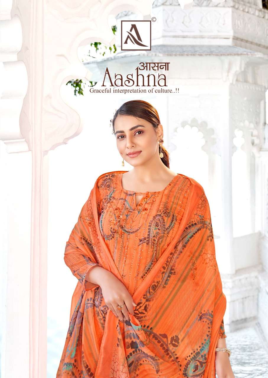Alok Aashna Catalog Fancy Wear Pure Georgette Printed Ladies Dress Materials 