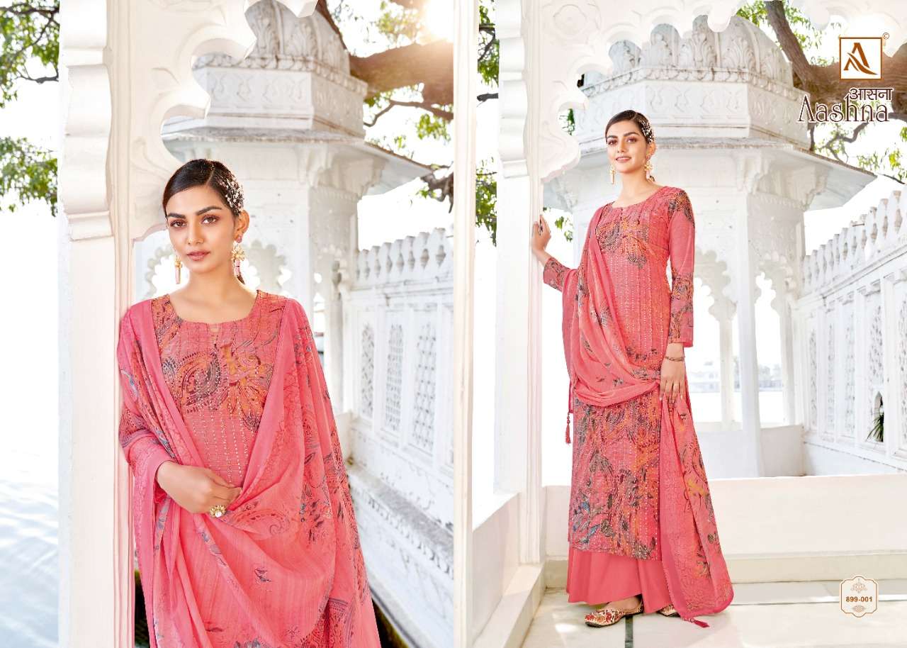 Alok Aashna Catalog Fancy Wear Pure Georgette Printed Ladies Dress Materials 