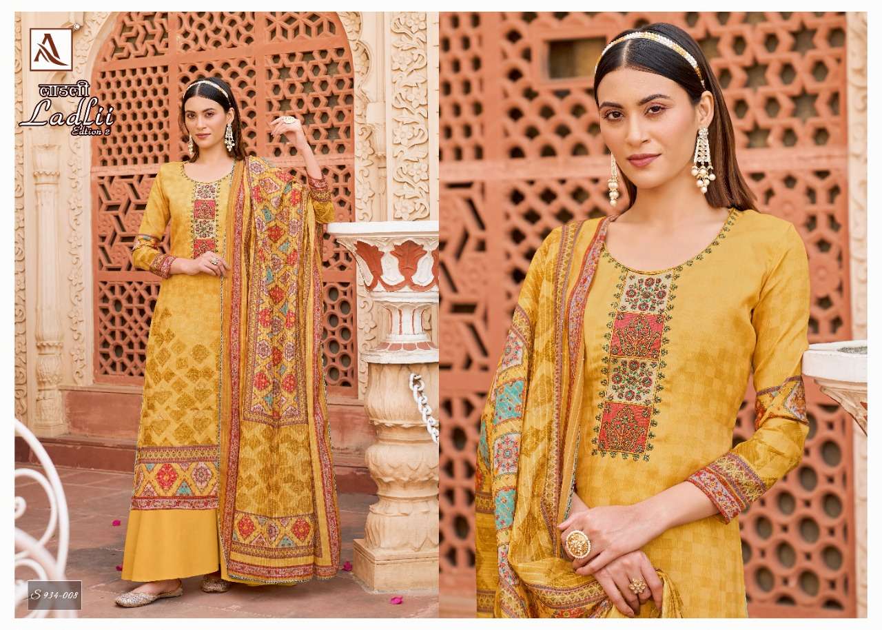 Alok Ladlii Vol 2 Catalog Designer Wear Pure Jam Cotton Embroidery Women Dress Materials 