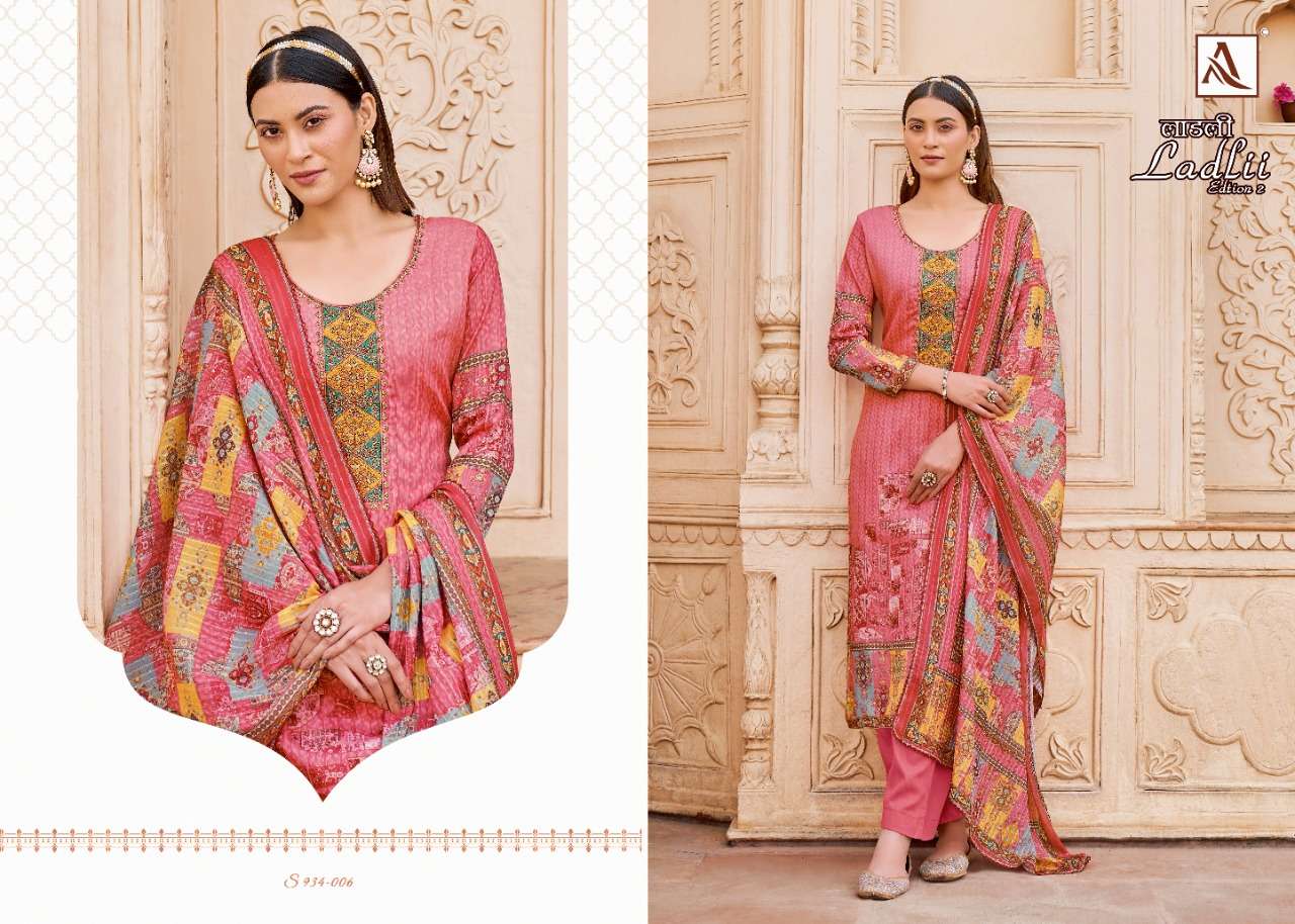 Alok Ladlii Vol 2 Catalog Designer Wear Pure Jam Cotton Embroidery Women Dress Materials 