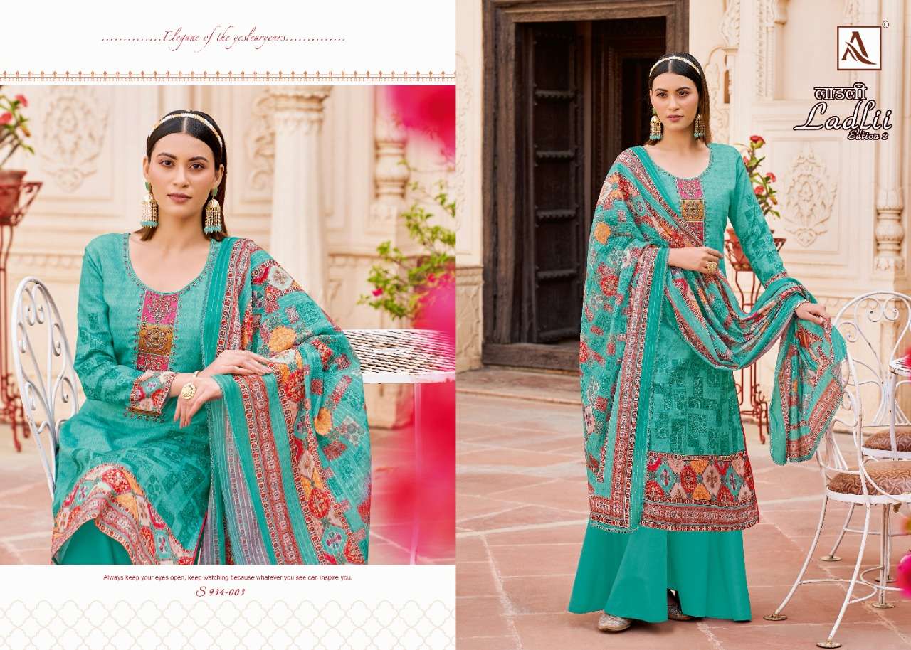 Alok Ladlii Vol 2 Catalog Designer Wear Pure Jam Cotton Embroidery Women Dress Materials 