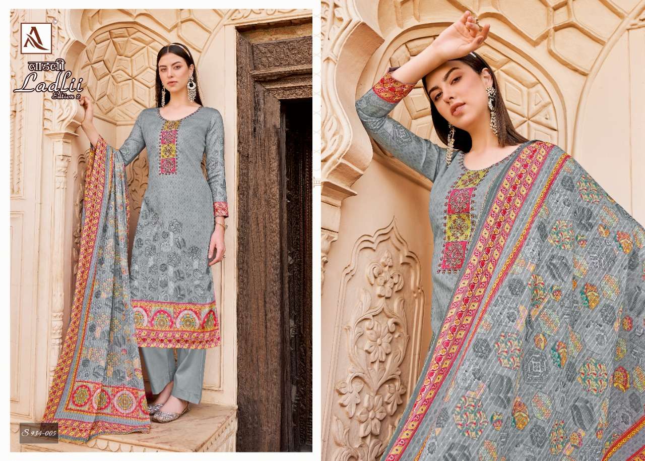 Alok Ladlii Vol 2 Catalog Designer Wear Pure Jam Cotton Embroidery Women Dress Materials 