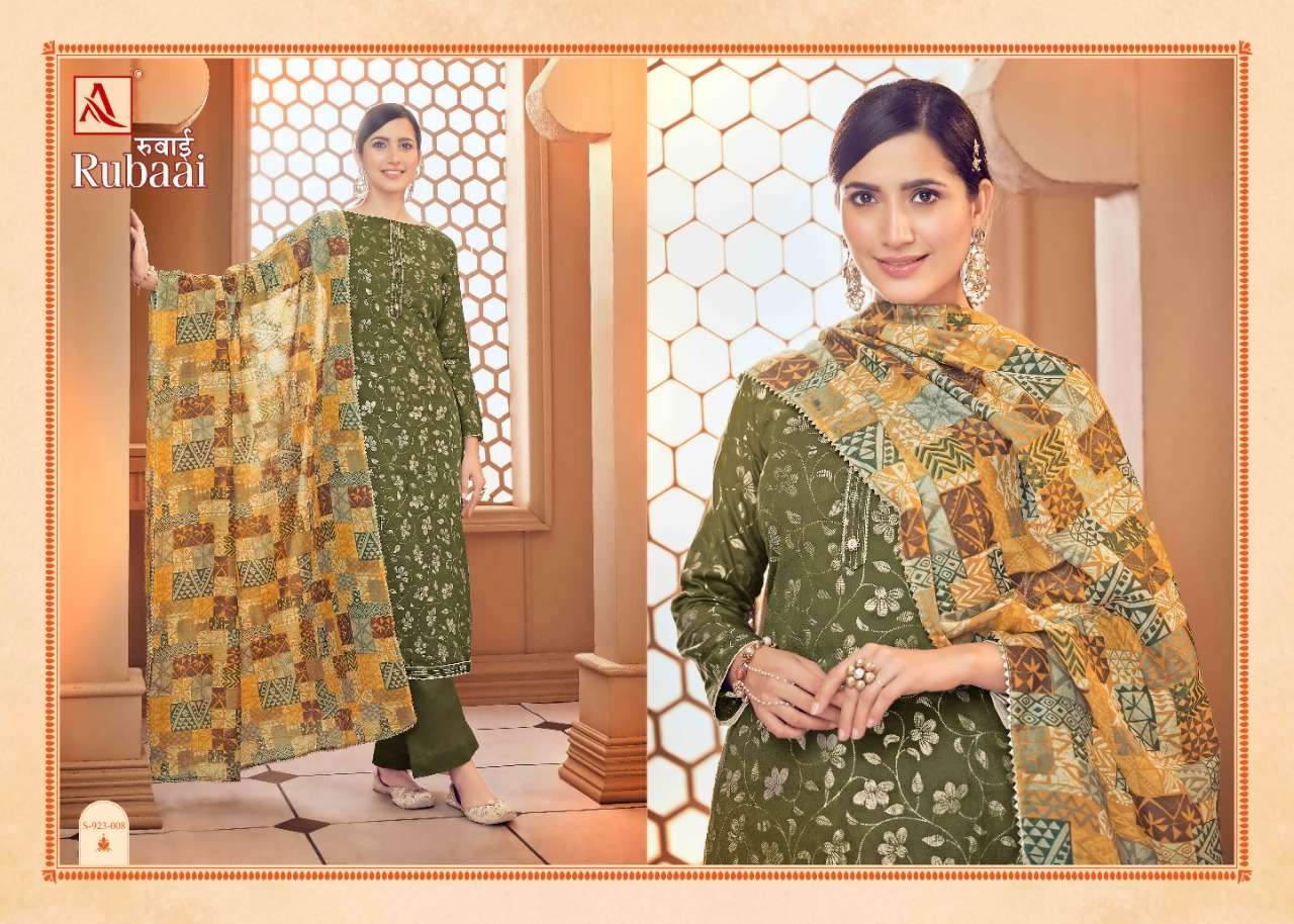Alok Rubaai Catalog Party Wear Pure  Jam Women Dress Materials