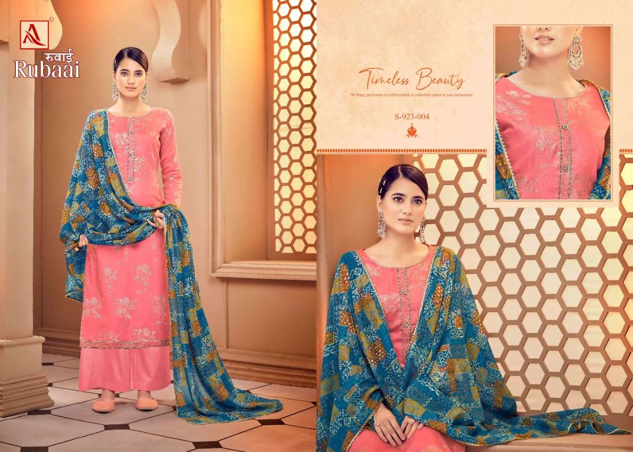 Alok Rubaai Catalog Party Wear Pure  Jam Women Dress Materials