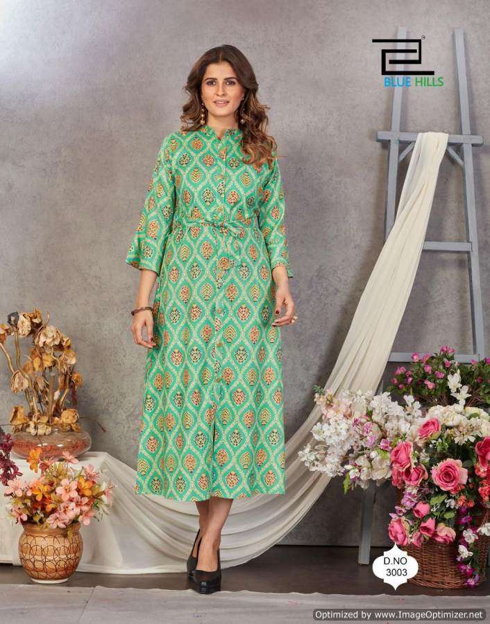 Blue Hills Belt Vol 3 Catalog Heavy Rayon Party Wear Long Anarkali Kurtis 