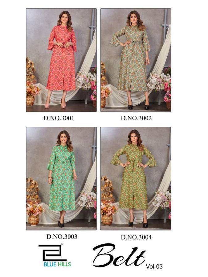 Blue Hills Belt Vol 3 Catalog Heavy Rayon Party Wear Long Anarkali Kurtis 
