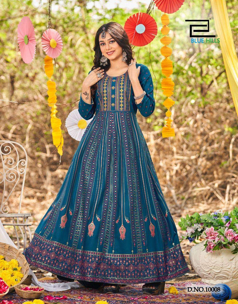 Blue Hills Glamour Vol 10 Catalog Fancy Wear Rayon Long Anarkali Gowns