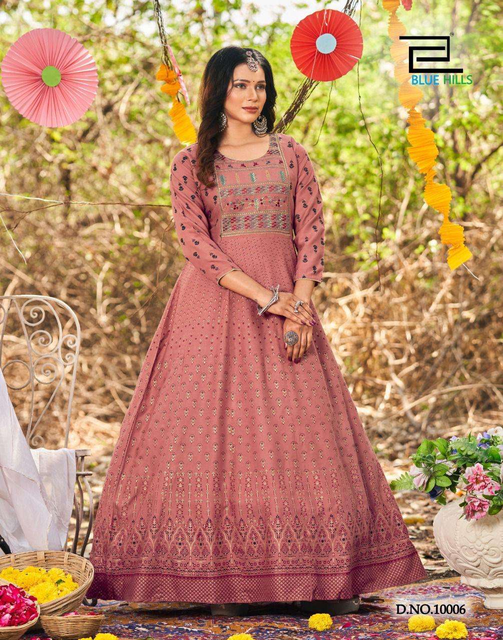 Blue Hills Glamour Vol 10 Catalog Fancy Wear Rayon Long Anarkali Gowns