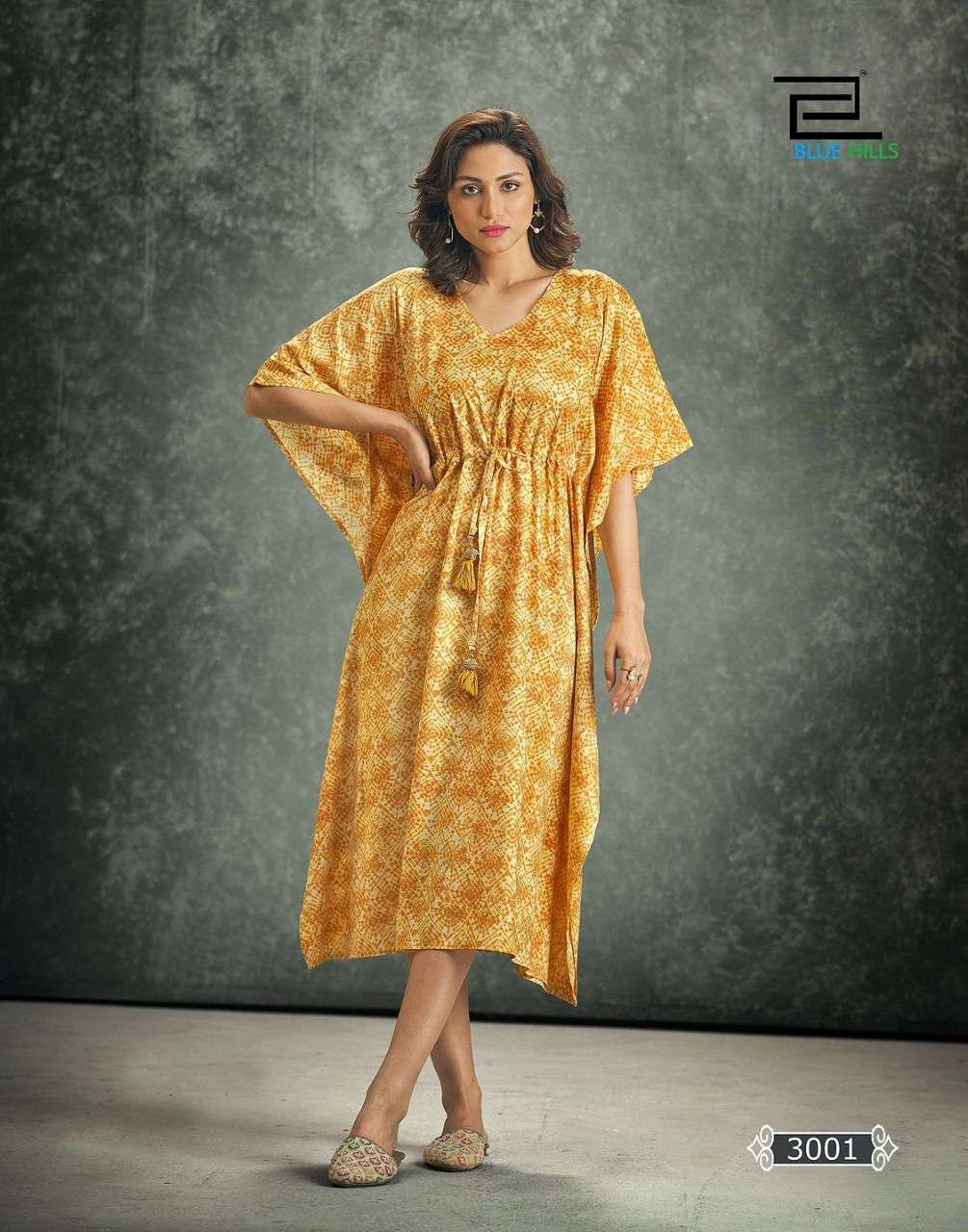 Blue Hills Kaftan Vol 3 Catalog Casual Wear Rayon Printed  Long Kaftan Kurtis 