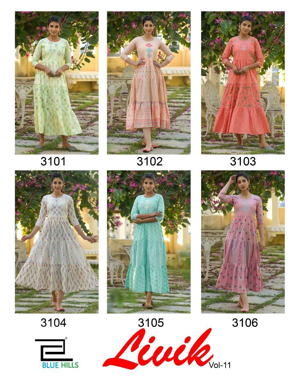 Blue Hills Livik Vol 11 Catalog Fancy Wear Cotton Long Anarkali kurtis