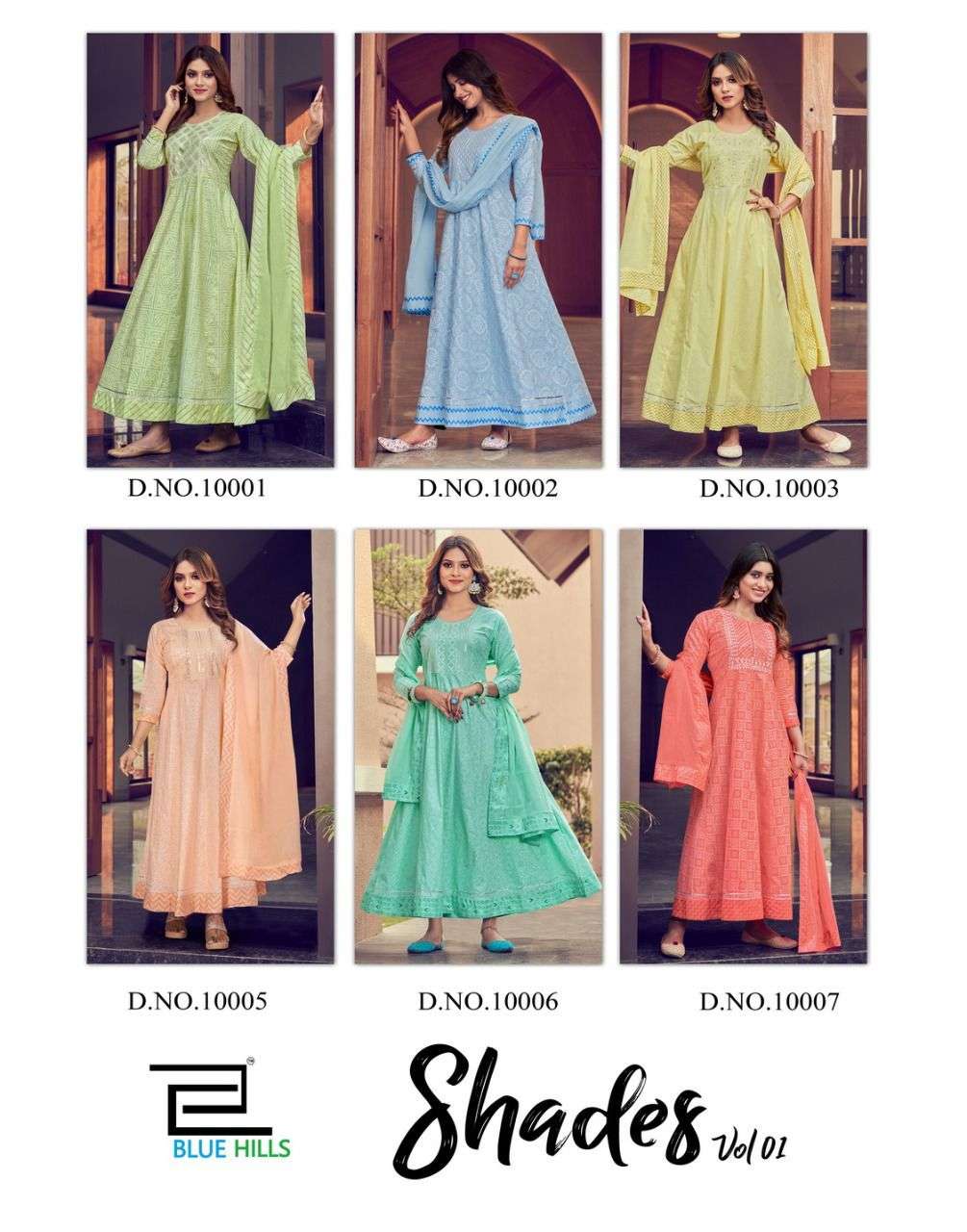 Blue Hills Shades Vol 1 Catalog Party Wear Cotton Kurti With Dupatta 