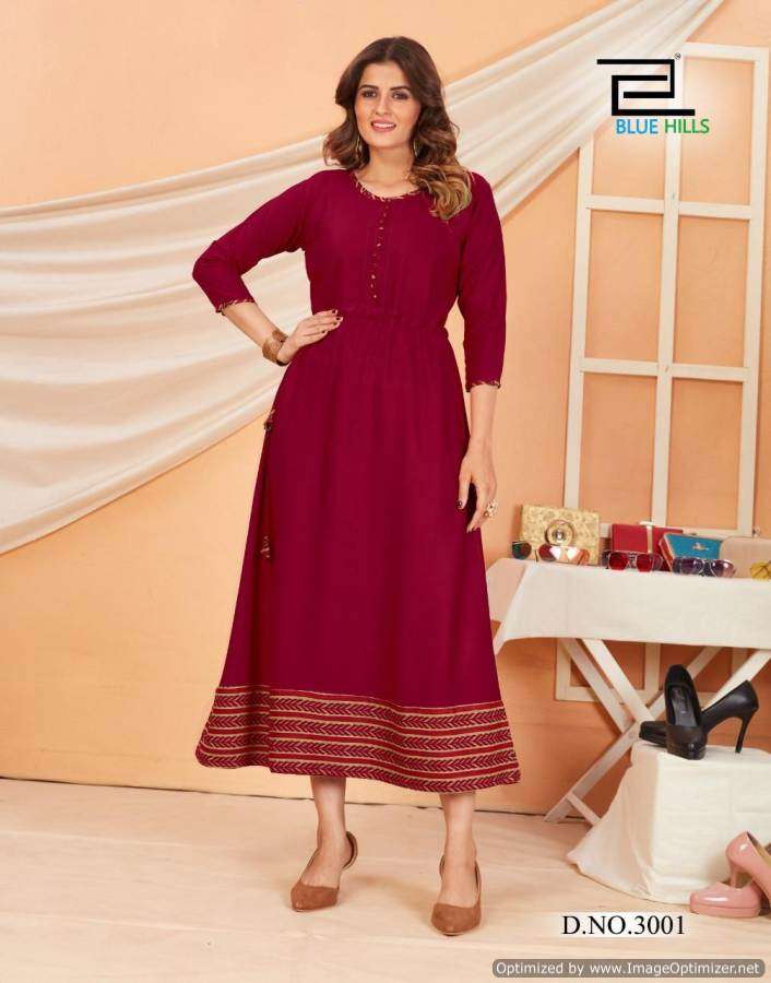 Blue Hills Special Vol 3 Catalog Casual Wear Rayon Long Kurtis 