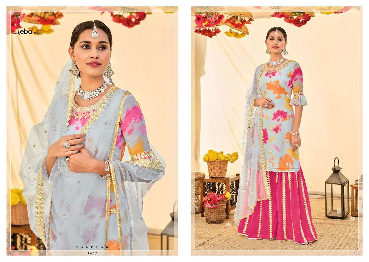 Eba Bandhan Catalog Exclusive Wear Weightless Georgette Printed Sharara Suits 