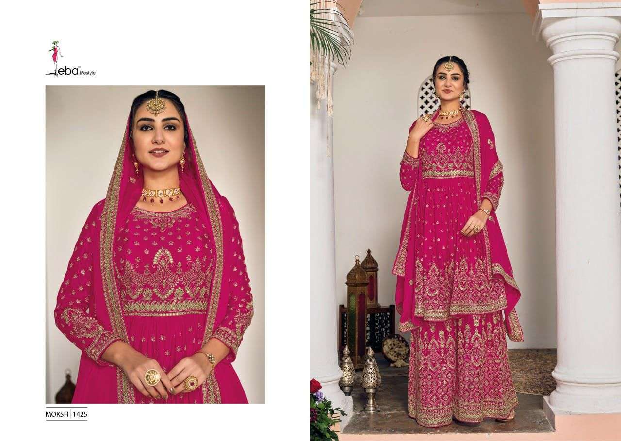 Eba Moksh Vol 1 Catalog Exclusive Wear Faux Georgette Readymade Sharara Suits 