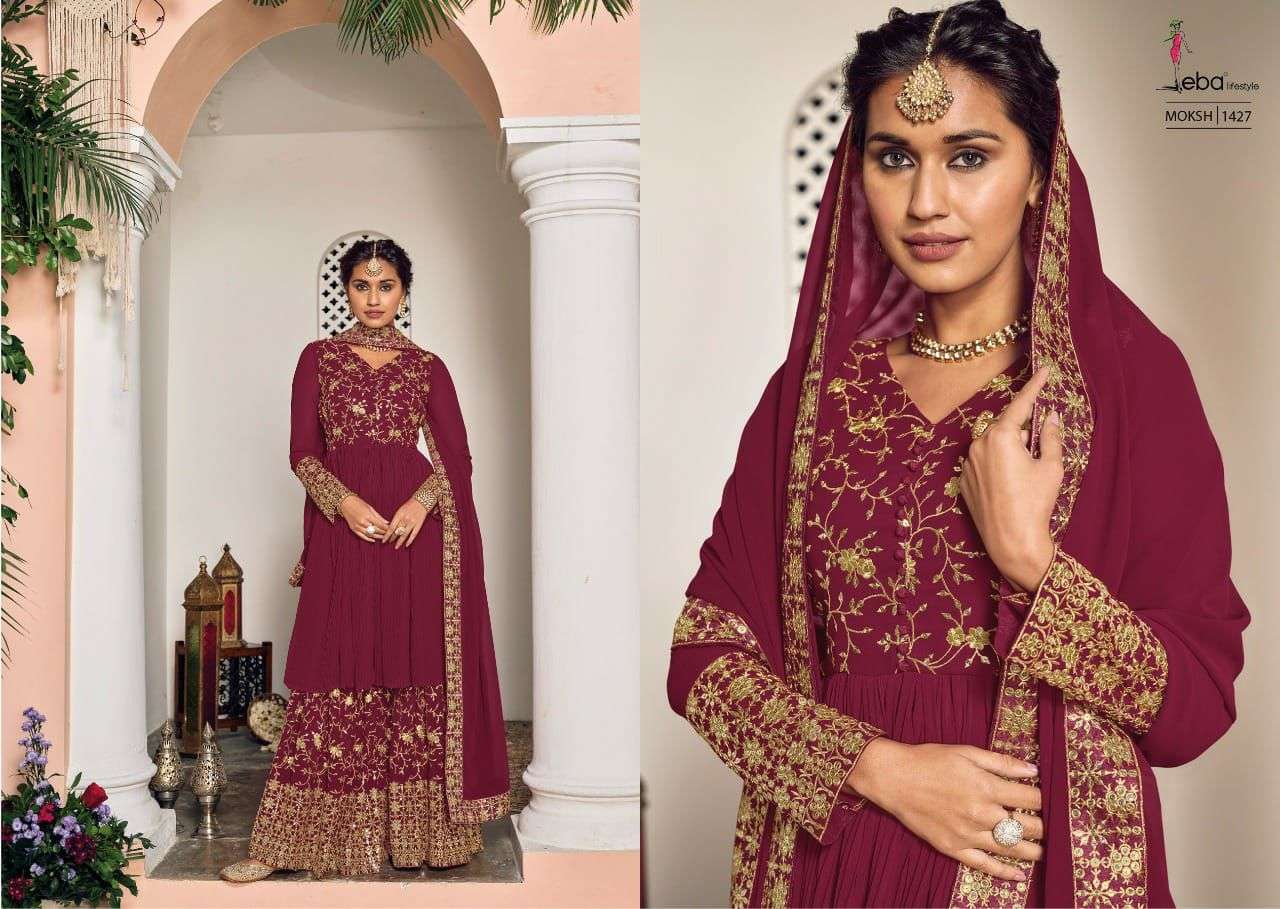 Eba Moksh Vol 1 Catalog Exclusive Wear Faux Georgette Readymade Sharara Suits 