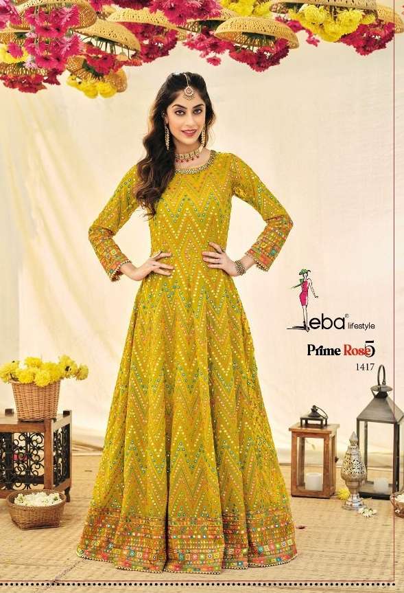 Eba Prime Rose Vol 5 Catalog Bridal Wear Georgette Heavy Embroidery Stitched  Long Gowns 