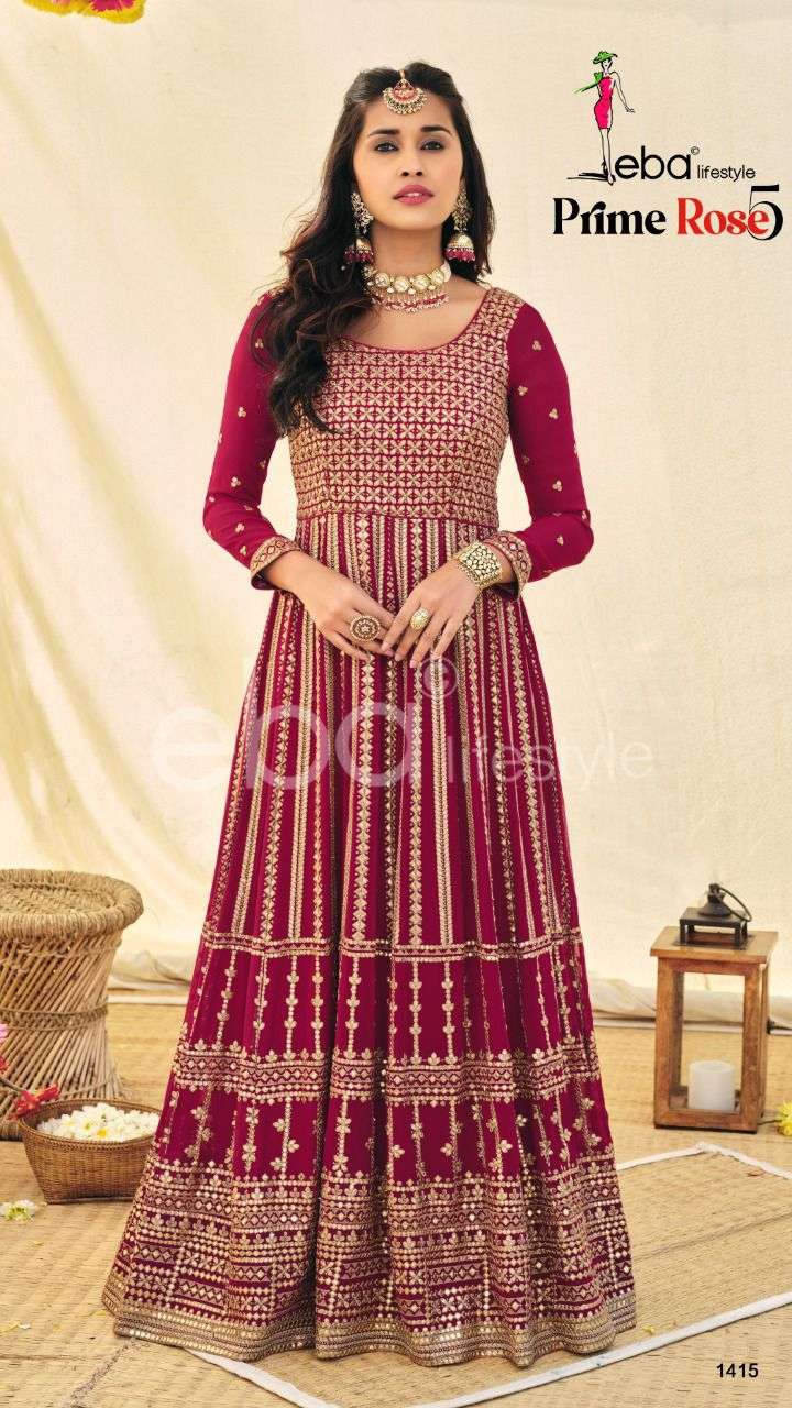 Eba Prime Rose Vol 5 Catalog Bridal Wear Georgette Heavy Embroidery Stitched  Long Gowns 