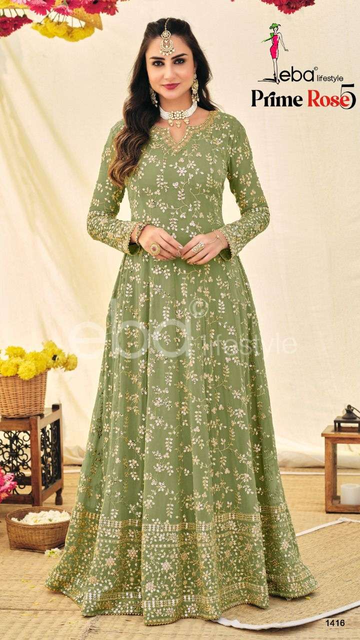 Eba Prime Rose Vol 5 Catalog Bridal Wear Georgette Heavy Embroidery Stitched  Long Gowns 