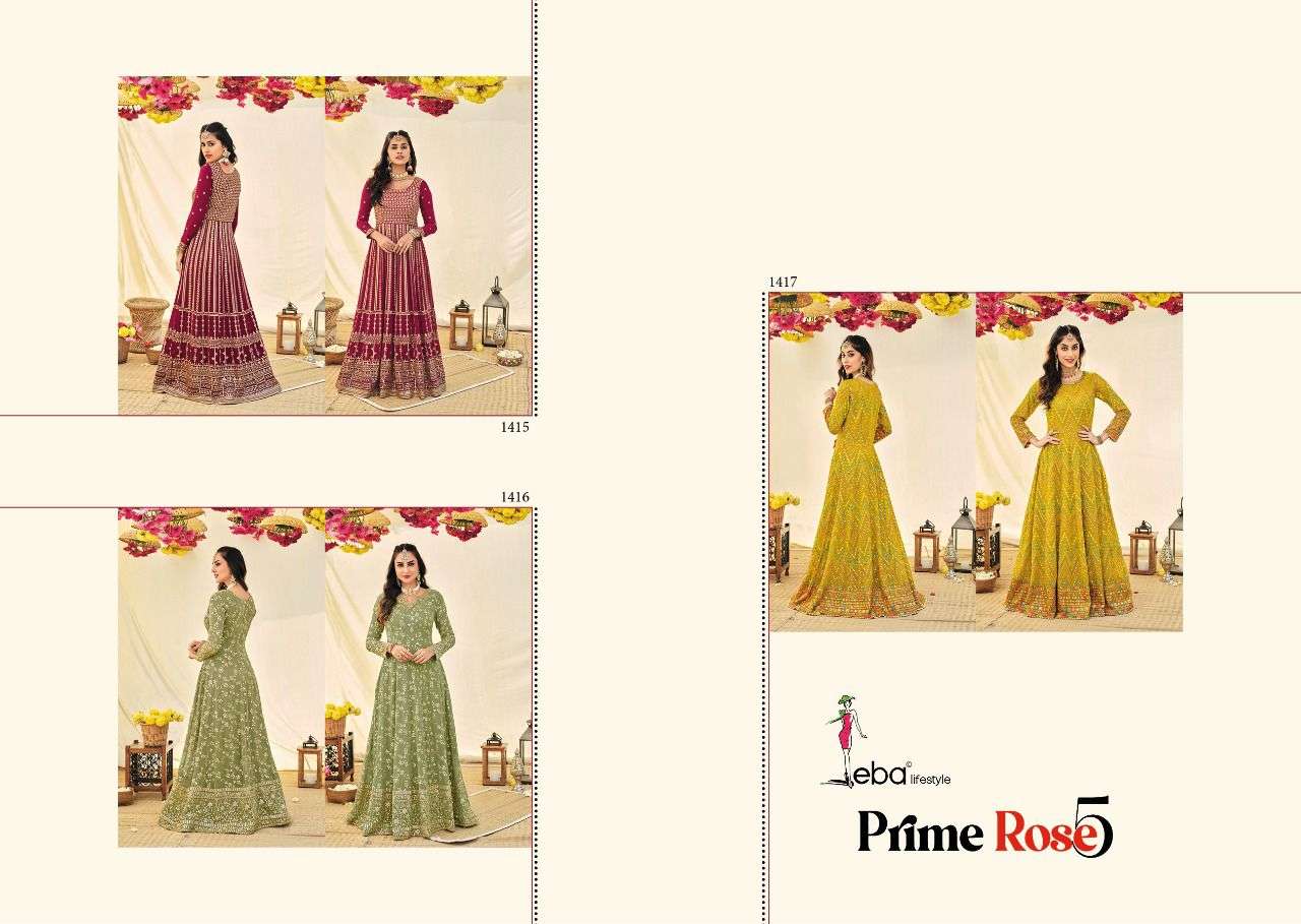 Eba Prime Rose Vol 5 Catalog Bridal Wear Georgette Heavy Embroidery Stitched  Long Gowns 