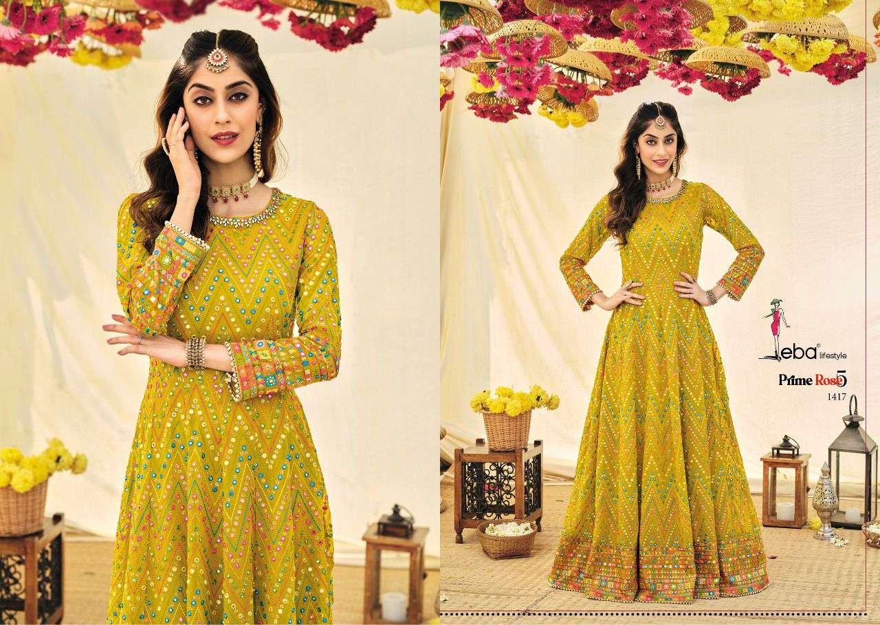 Eba Prime Rose Vol 5 Catalog Bridal Wear Georgette Heavy Embroidery Stitched  Long Gowns 