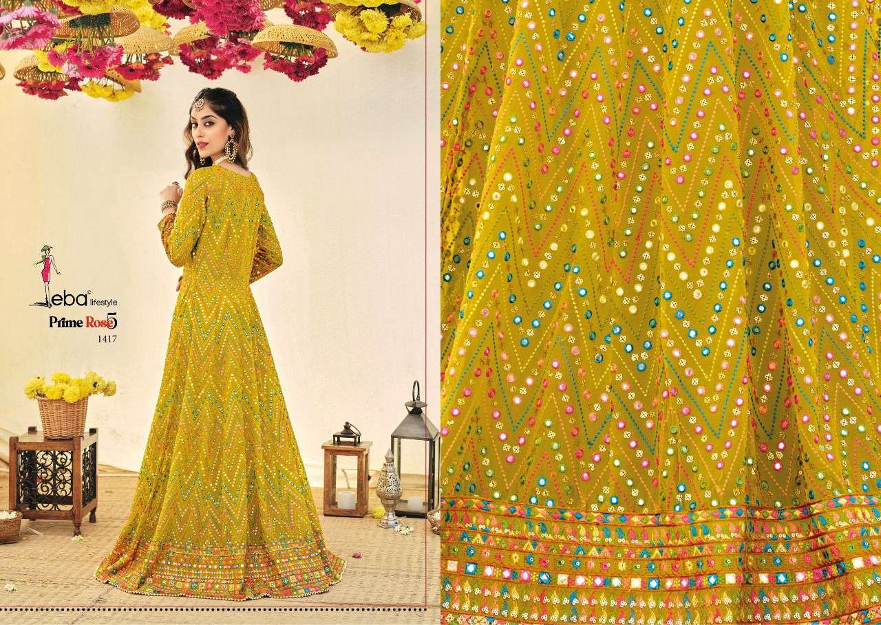 Eba Prime Rose Vol 5 Catalog Bridal Wear Georgette Heavy Embroidery Stitched  Long Gowns 