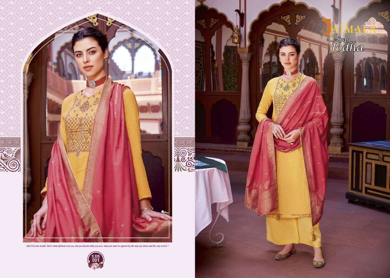 Jaimala Jodha Catalog Designer Wear Pure Muslin Embroidery Unstitched Dress Materials