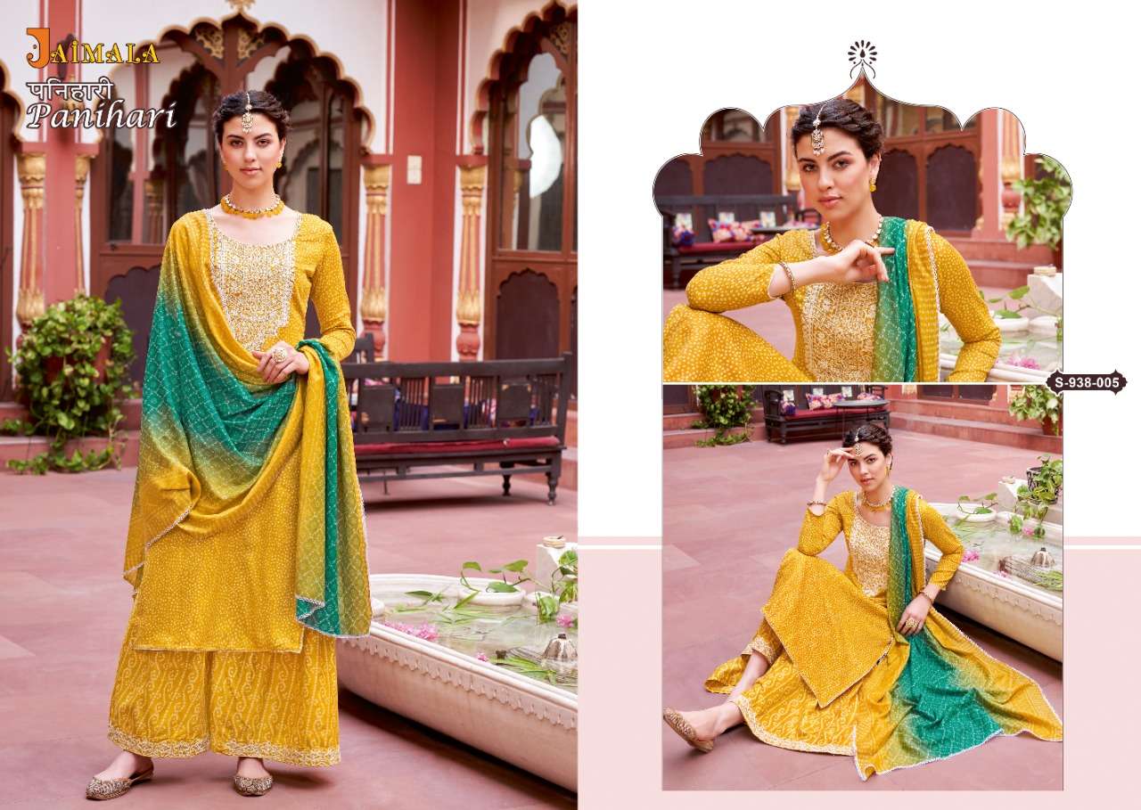 Jaimala Panihari Catalog Party Wear Jam Bandhej Printed Ladies Dress Materials 