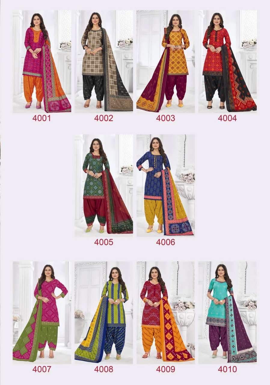 Laado Bandhani Vol 4 Catalog Regular Wear Cotton Printed Patiyala Dress Materials 