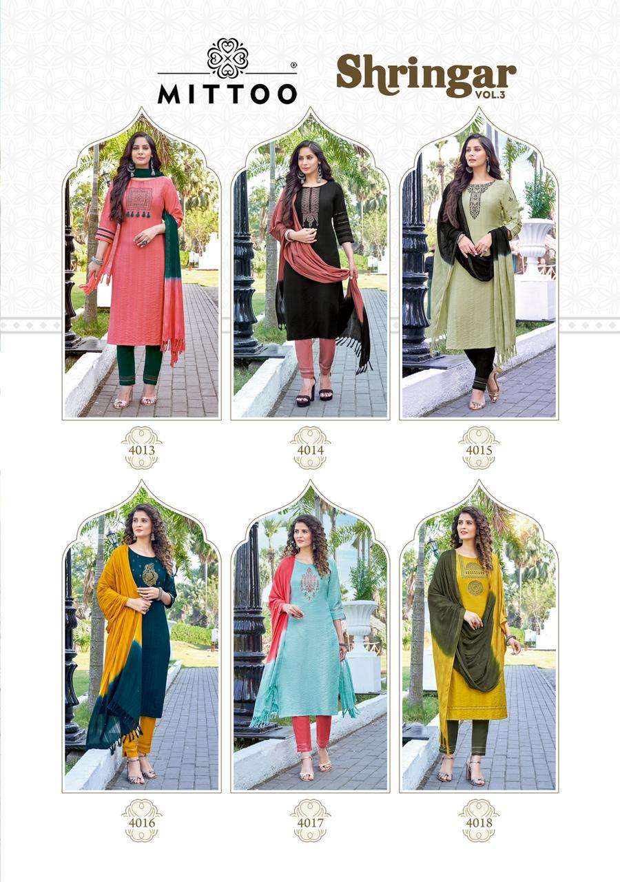 Mittoo Shringar Vol 3 Catalog Designer Wear Readymade Top Bottom With Dupatta 
