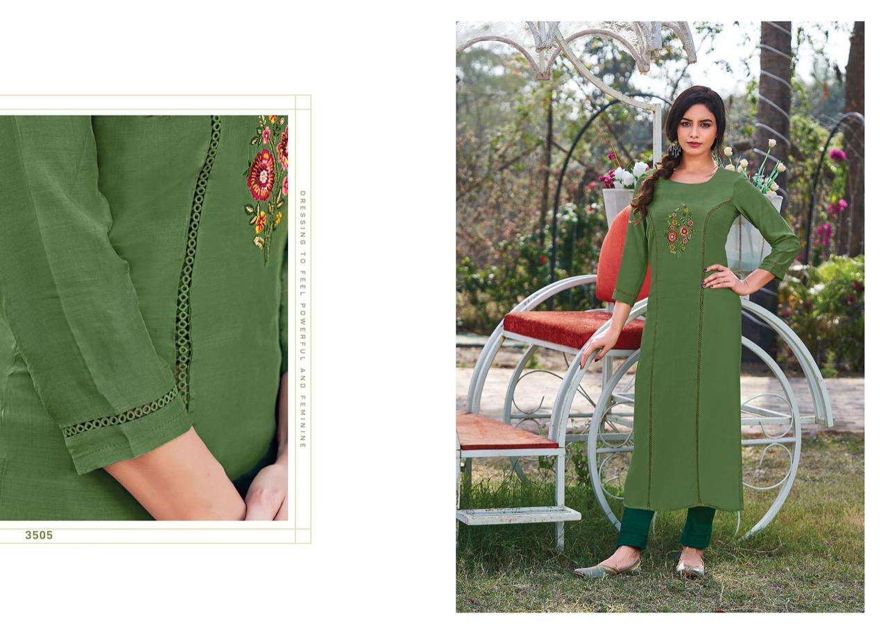 Rangoon Heer Catalog Casual Wear Muslin Embroidery Work Kurtis