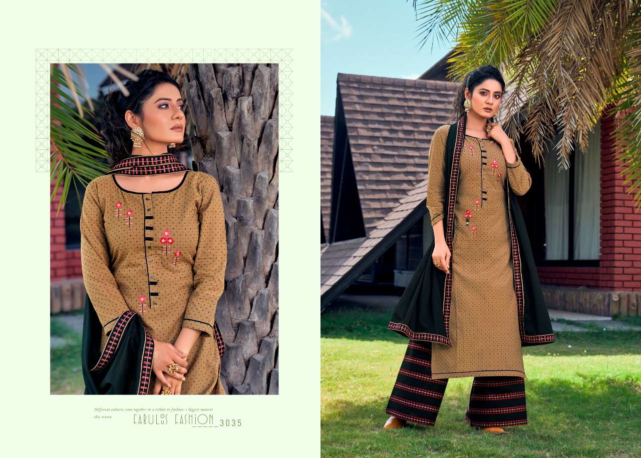 Rangoon High Up Catalog Party Wear Cotton Embroidery Readymade Top Bottom With Dupatta
