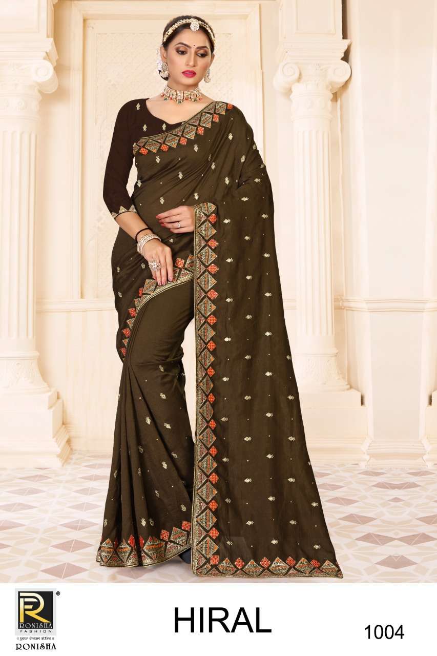 Ronisha Hiral Catalog Fancy Wear Vichitra Silk Embroidery Sarees 