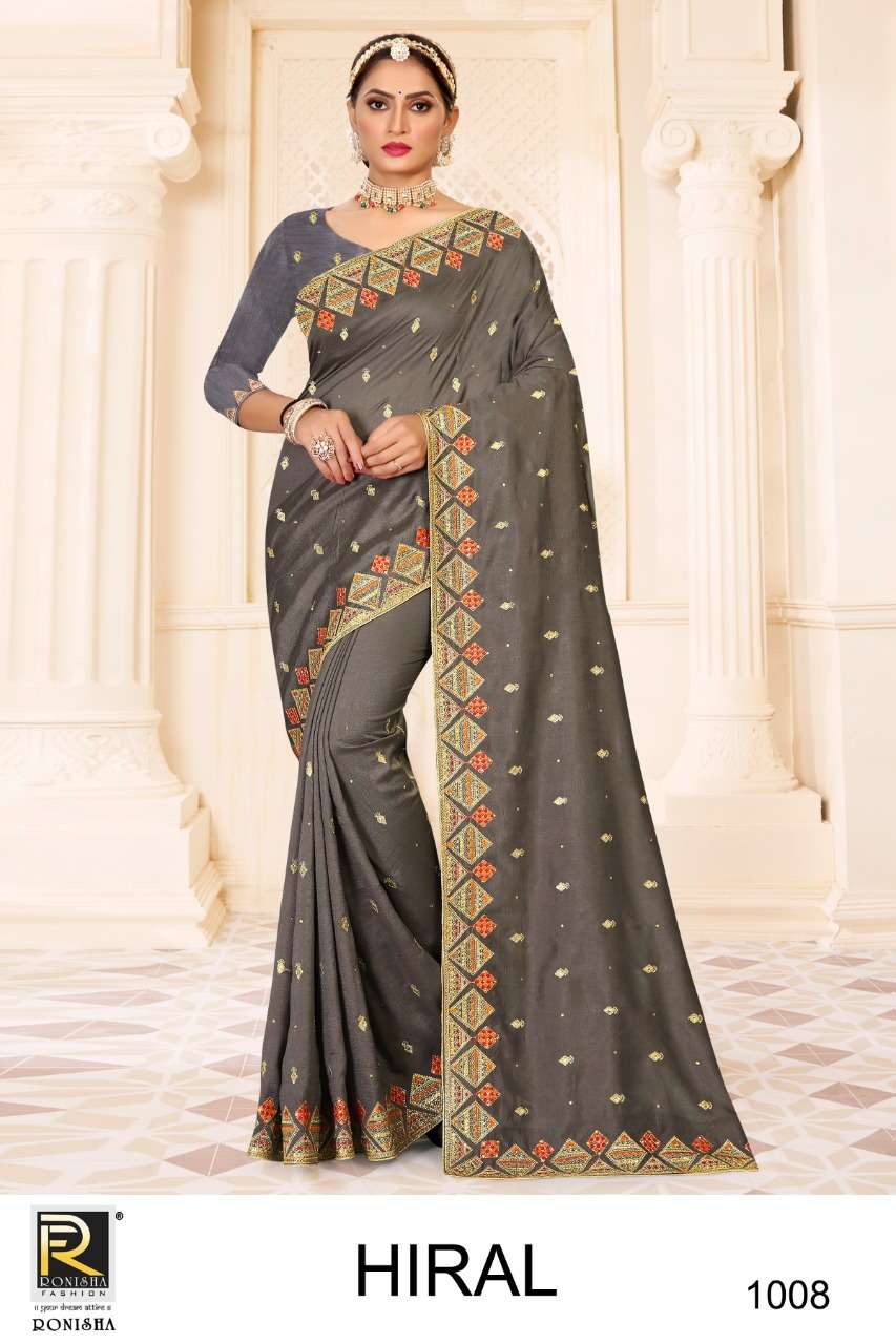 Ronisha Hiral Catalog Fancy Wear Vichitra Silk Embroidery Sarees 