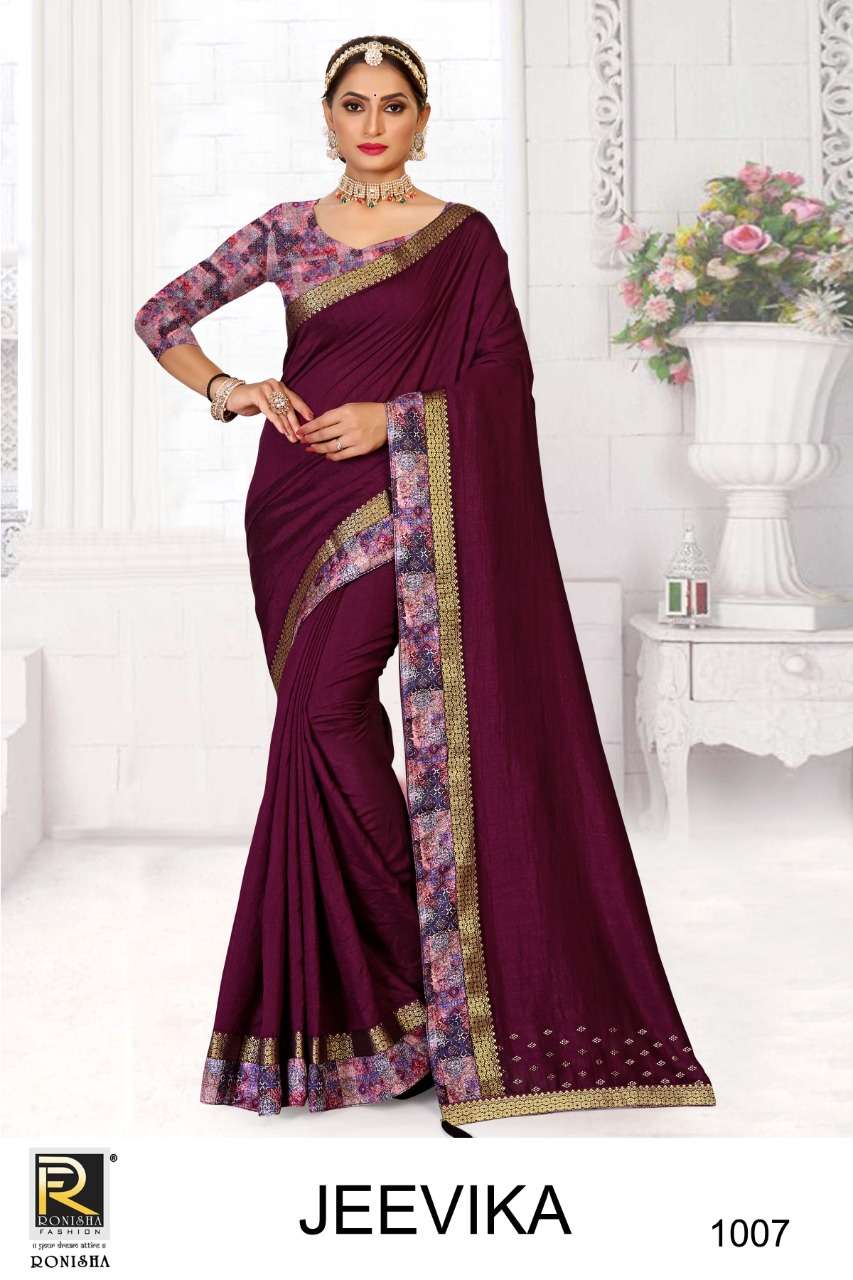 Ronisha Jeevika Catalog Festive Wear Vichitra Silk Box Pallu Sarees 