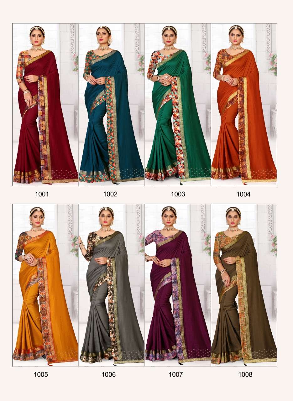 Ronisha Jeevika Catalog Festive Wear Vichitra Silk Box Pallu Sarees 