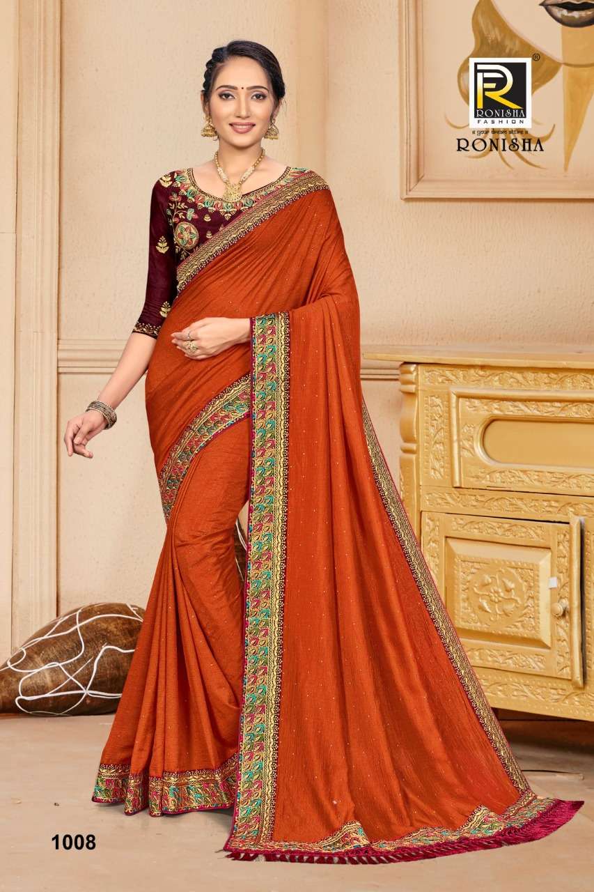 Ronisha Sindhuri Catalog Fancy Wear Vichitra Silk Sarees 