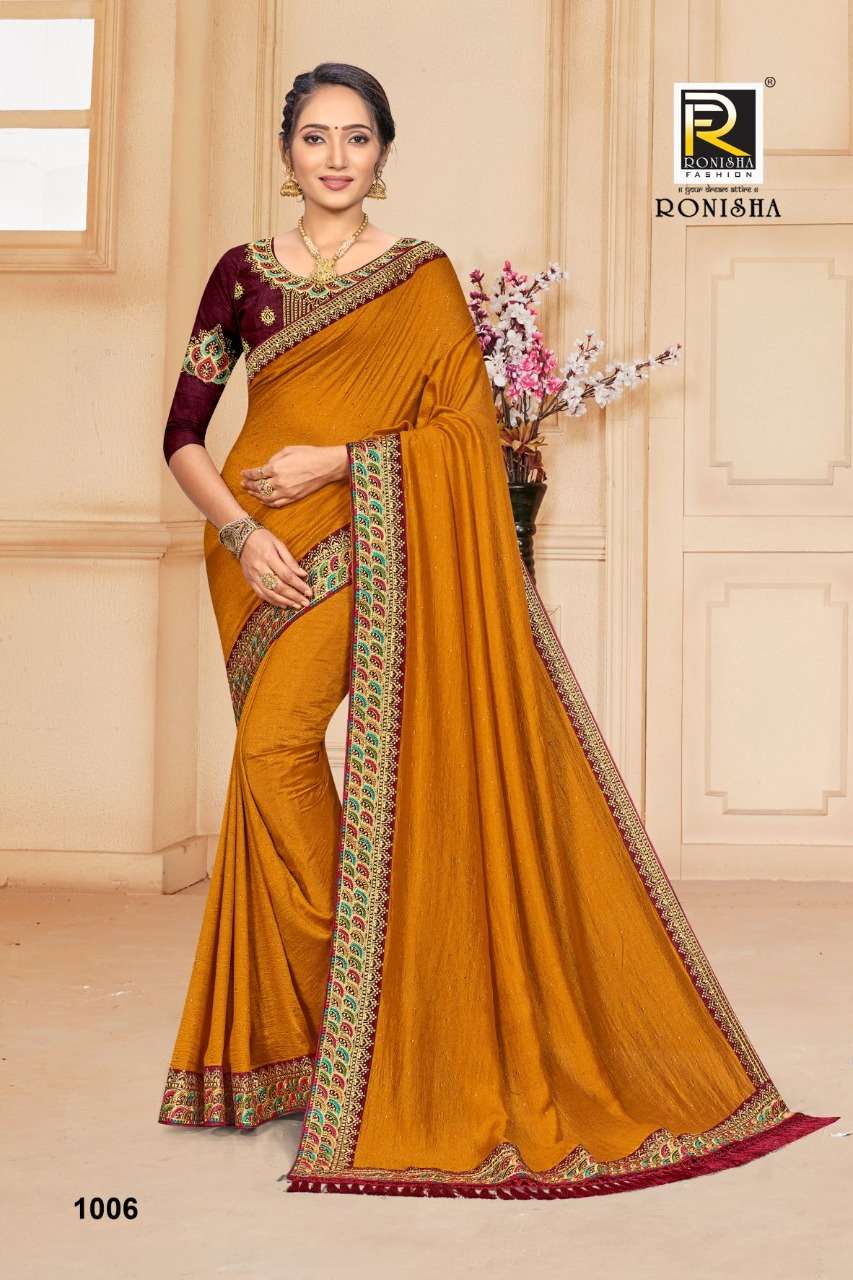 Ronisha Sindhuri Catalog Fancy Wear Vichitra Silk Sarees 