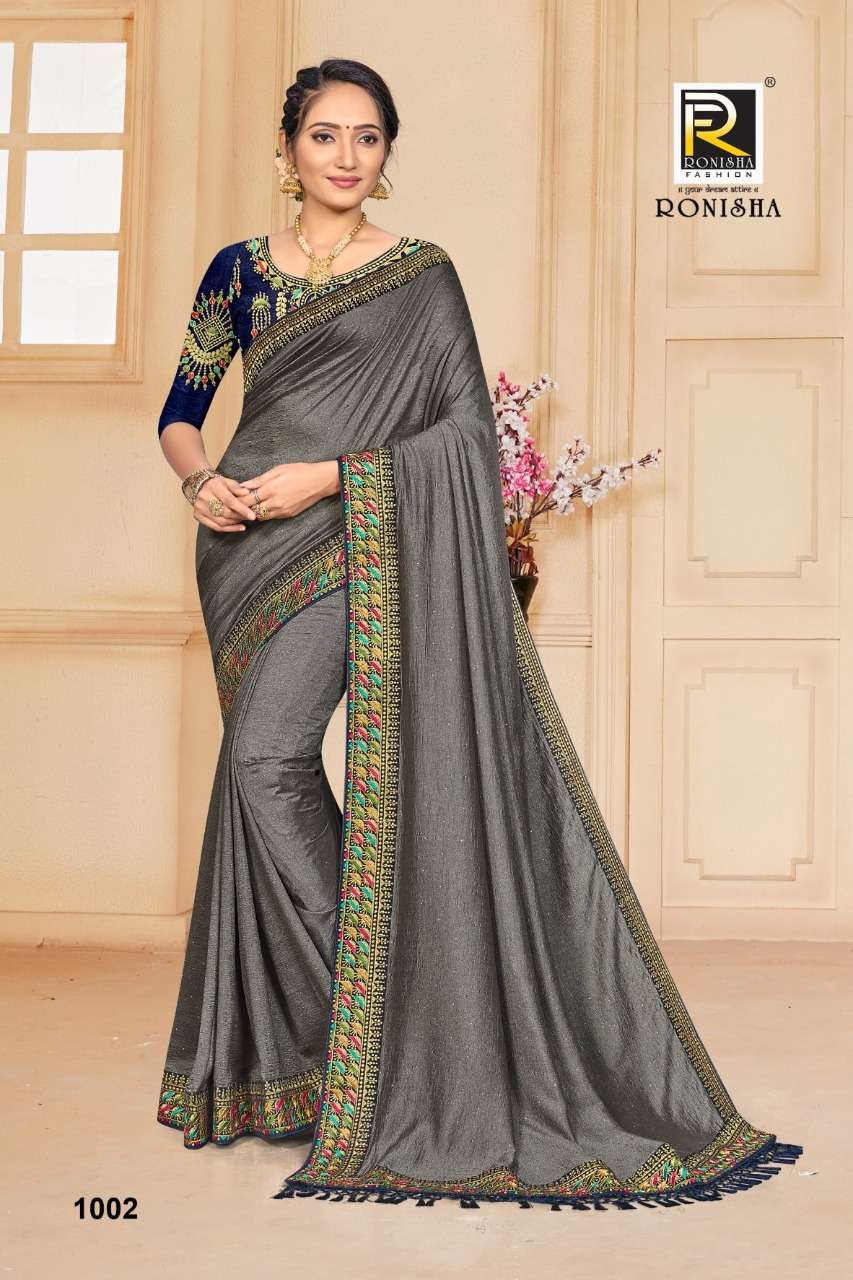 Ronisha Sindhuri Catalog Fancy Wear Vichitra Silk Sarees 
