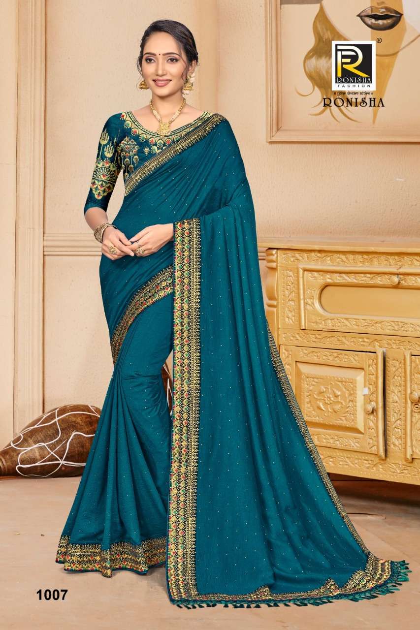 Ronisha Sindhuri Catalog Fancy Wear Vichitra Silk Sarees 