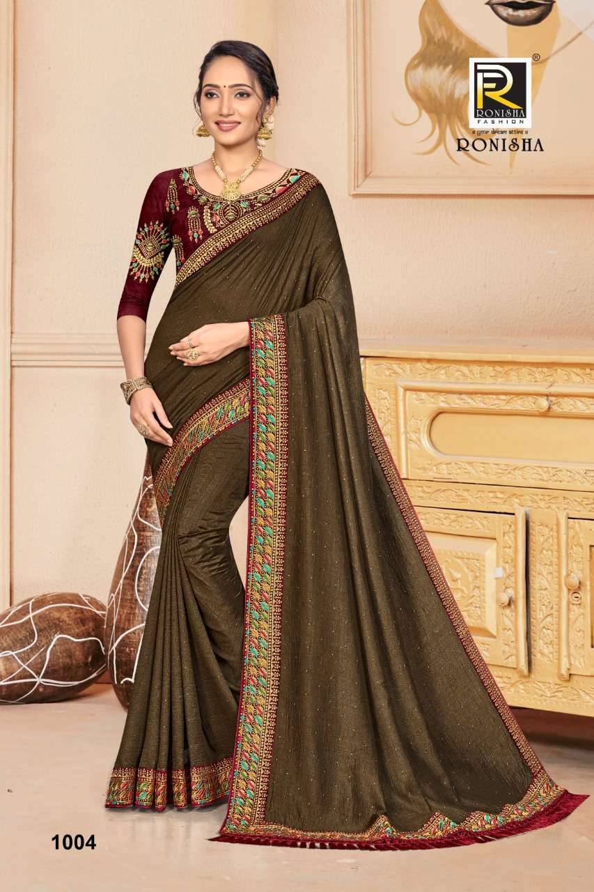 Ronisha Sindhuri Catalog Fancy Wear Vichitra Silk Sarees 