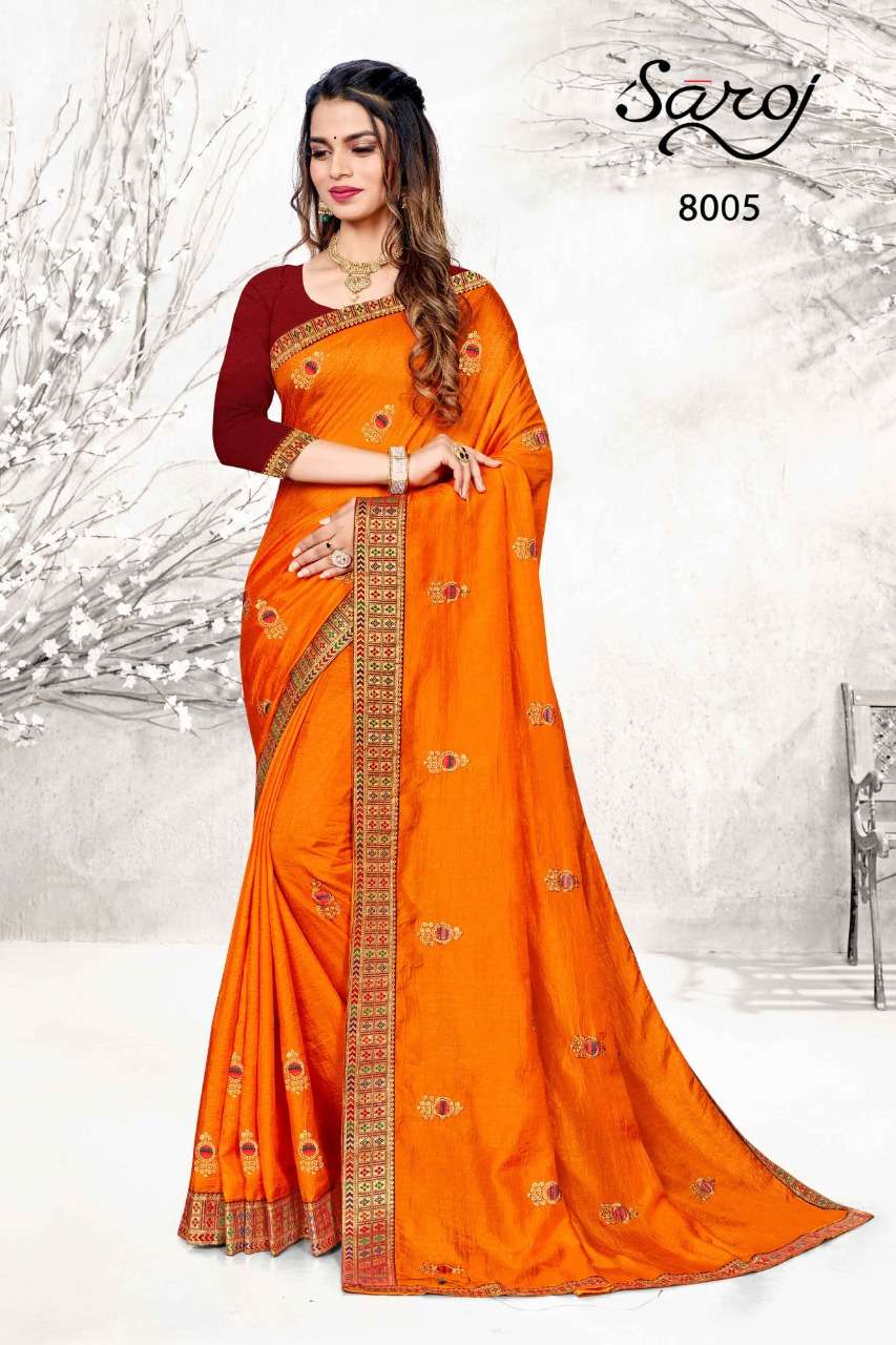 Saroj Diya Catalog Party Wear Silk Embroidery Work Sarees