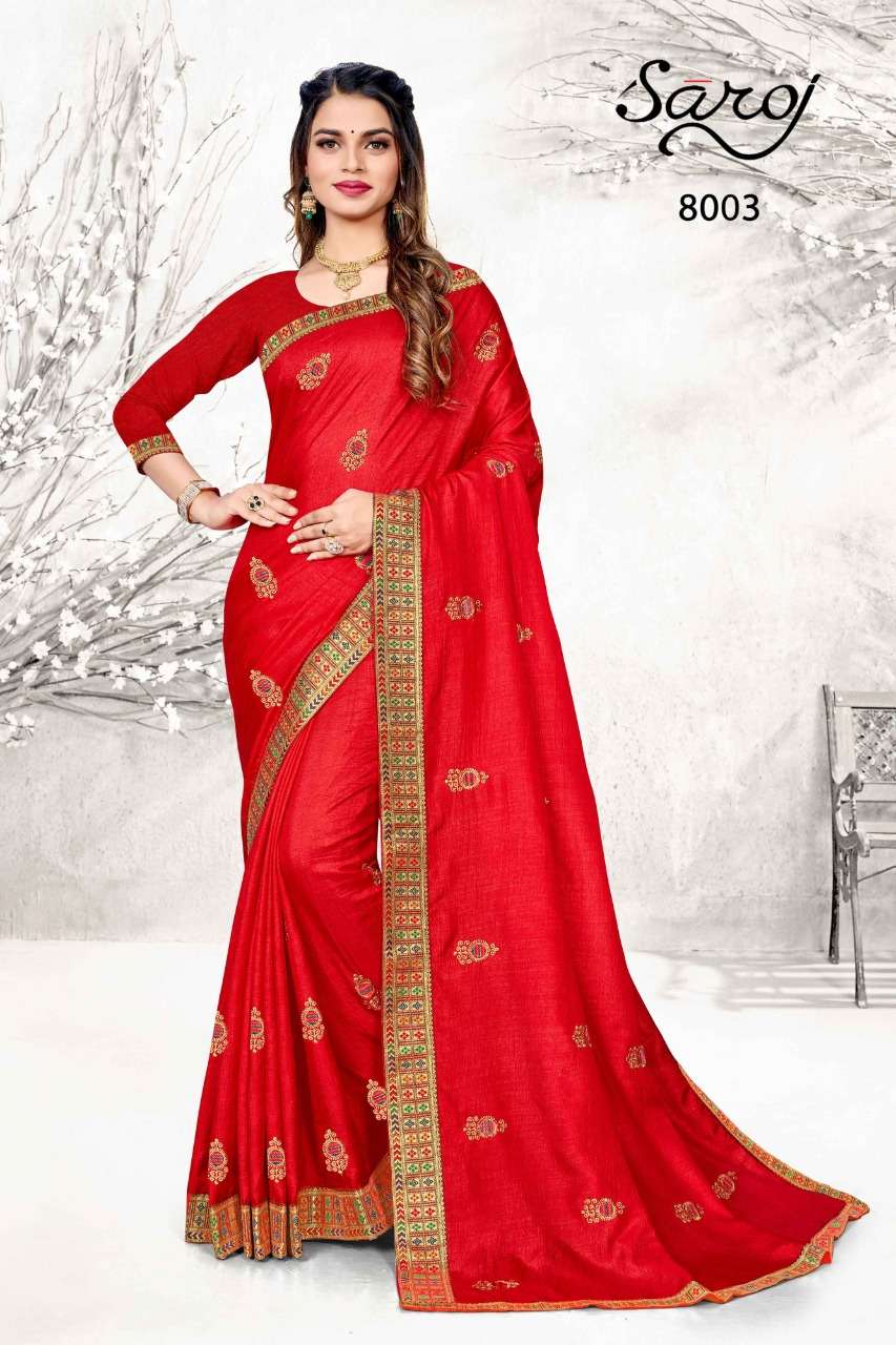 Saroj Diya Catalog Party Wear Silk Embroidery Work Sarees