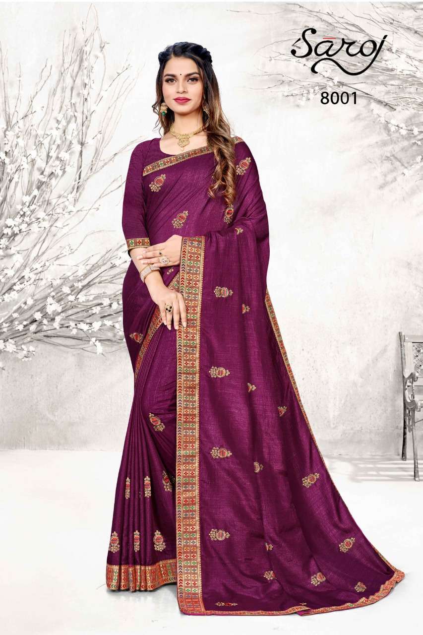 Saroj Diya Catalog Party Wear Silk Embroidery Work Sarees